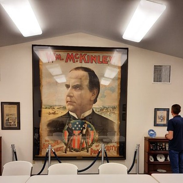 Located within the memorial building, the library provides a comprehensive collection of books, documents, and research materials related to McKinley and his era. 