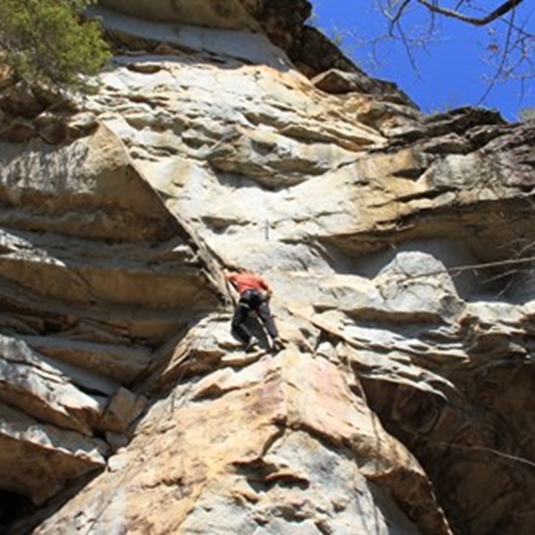 The area is renowned for its steep sandstone cliffs, making it a prime destination for sport and trad climbing in the Southeast. 